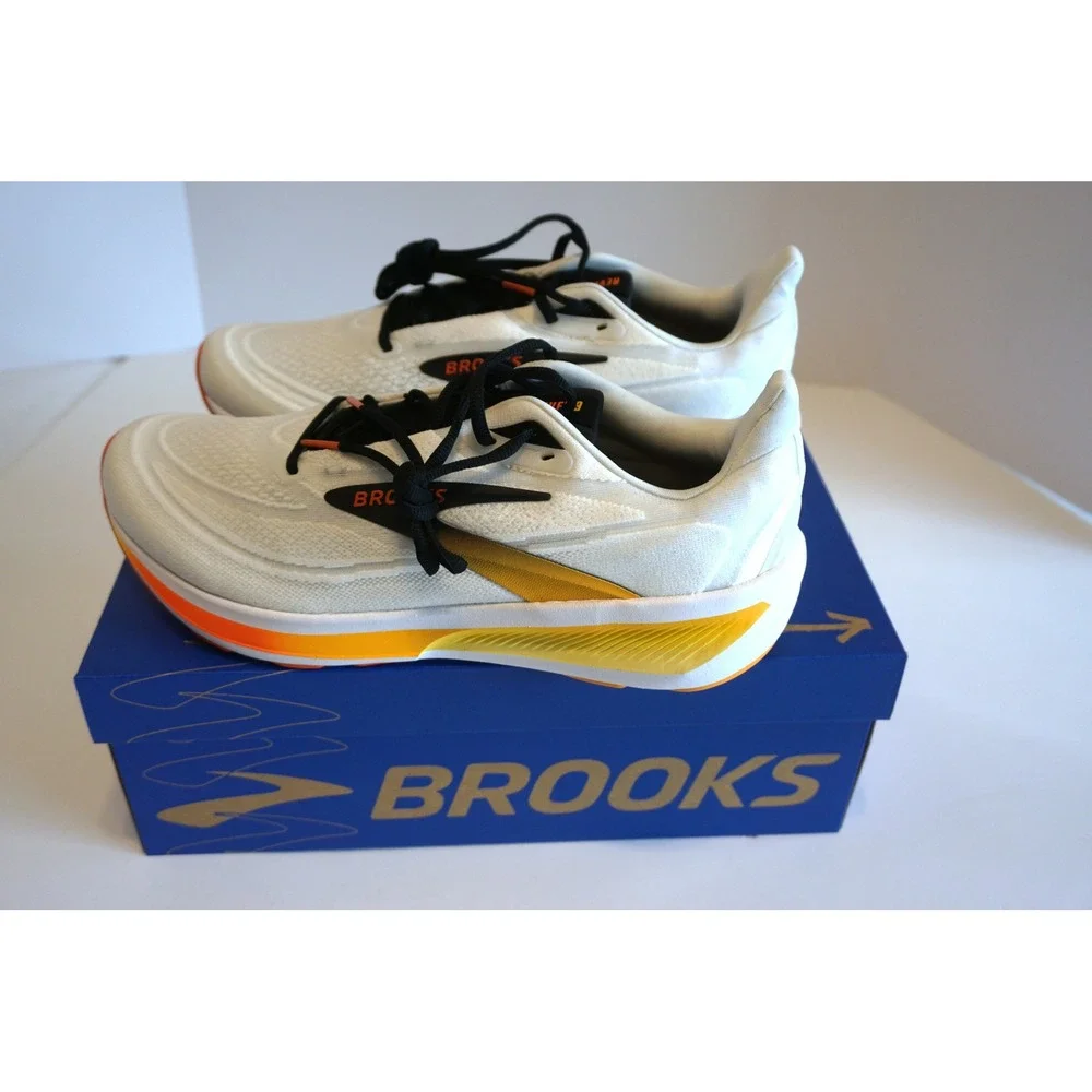 Brooks Revel 9 Mens Running Shoes White Orange Black 110499 1D 141 Size 12